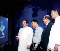  ??  ?? President Sirisena officially launching ‘Videsa’ on SLT PEO TV