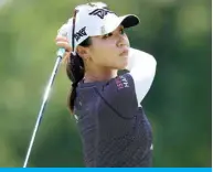  ?? — AFP ?? SYLVANIA: Lydia Ko of New Zealand hits a tee shot on the seventh hole during the second round of the Marathon LPGA Classic at Highland Meadows Golf Club in Sylvania, Ohio.