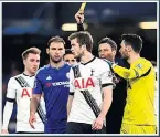  ??  ?? MORE WOE Eric Dier booked on the night it went wrong at Chelsea as Leicester won title