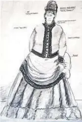  ?? Mary Zophres ?? THE SKETCH for the costume for Lady, played by Daly, above, and for Impresario, played by Neeson, below. Daly’s costume was one of designer Mary Zophres’ favorites of the film.