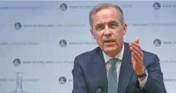  ?? HANNAH MCKAY POOL AGENCE FRANCE-PRESSE ?? « Un Brexit sans accord négocié serait un choc pour l’économie», a rappelé mardi Mark Carney, le gouverneur de la Banque d’Angleterre.