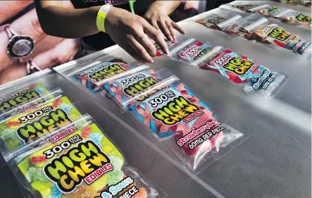  ?? RICHARD VOGEL/THE ASSOCIATED PRESS ?? Cannabis edibles such as these High Chews offered for sale at the Kushstock Festival at Adelanto, Calif. last month, could be coming to Calgary if the province green-lights edible consumptio­n businesses, as expected, next year, says the city’s Matt Zablonski.