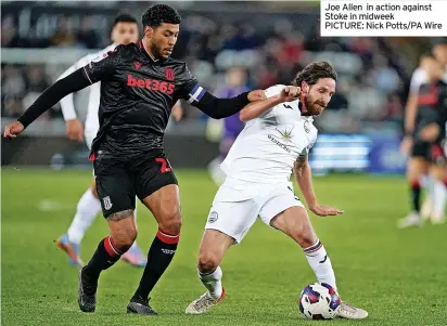  ?? ?? Joe Allen in action against Stoke in midweek
PICTURE: Nick Potts/PA Wire