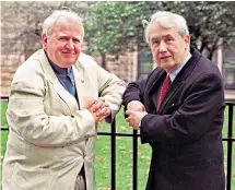  ?? ?? Malachy (left) and Frank Mccourt: Malachy was billed as ‘America’s most famous bartender’ and made a career as an actor and raconteur albeit one who ‘couldn’t do anything at all but tell stories and lies’