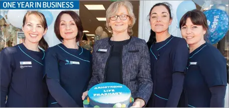  ??  ?? Laura Armstrong (centre) with Laura Greene, Louise Foster, Barbara O’Sullivan and Beverley Rowlands celebratin­g Life Armstrong Pharmacy’s first birthday and customer day in Arklow.