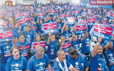  ?? | LEON LESTRADE Independen­t Newspapers ?? SCORES of DA supporters attend the party’s provincial manifesto launch in Paarl.