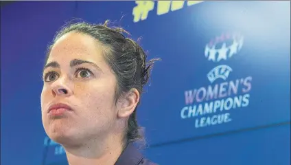  ?? FOTO: PERE PUNTÍ ?? Marta Torrejón, en rueda de prensa oficial en la Ciutat Esportiva “No sentimos presión, sino ilusión”, comentó