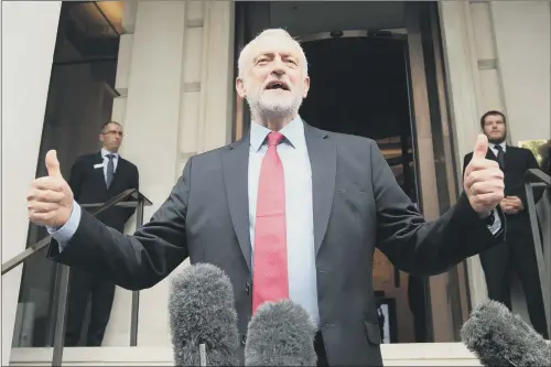  ?? PICTURES: PA WIRE. ?? BATTLE FOR VOTES: Labour leader Jeremy Corbyn speaking to the media outside the Institute of Engineerin­g in London.