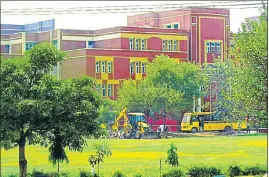  ??  ?? Repair work going on at Ryan Internatio­nal School in Gurgaon on Tuesday. The school has been ordered to implement several safety measures and has been closed. PARVEEN KUMAR/HT PHOTO