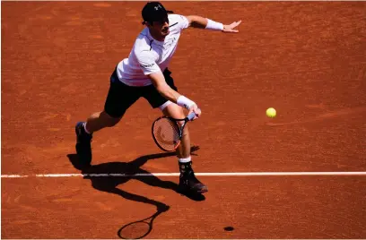  ?? Photograph: Getty ?? Andy Murray plays a forehand during his defeat to Austrian Dominic Thiem