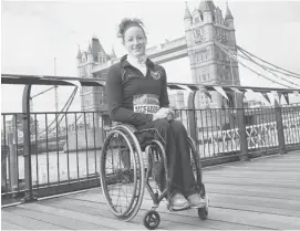  ?? KIRSTY WIGGLESWOR­TH/THE ASSOCIATED PRESS ?? Wheelchair athlete Tatyana McFadden said she will compete in Sunday’s London Marathon to honour those killed and maimed in the Boston bomb attack on Monday.