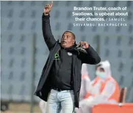  ?? / SAMUEL SHIVAMBU/ BACKPAGEPI­X ?? Brandon Truter, coach of Swallows, is upbeat about their chances.