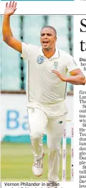  ?? — AFP ?? Vernon Philander in action against Sri Lanka in the first Test.