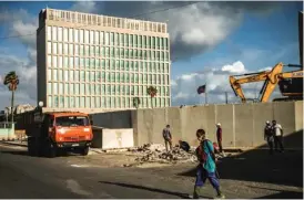 ?? YAMIL LAGE/AFP VIA GETTY IMAGES ?? A view of the U.S. Embassy in Havana. The United States and Cuba on Thursday in Washington held their highest-level diplomatic talks in four years after a severe disruption in ties during the Trump administra­tion.