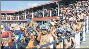  ?? PTI ?? Devotees at Lord Ayyappa temple on the second day of Malayalam month of 'Vrischikom,' in Sabarimala, on Sunday.