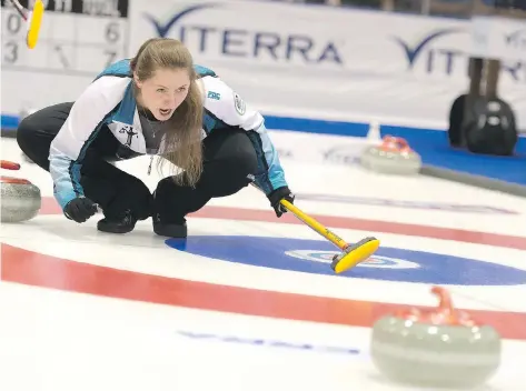  ?? MICHAEL BELL ?? Penny Barker of Moose Jaw was crowned the provincial Scotties Tournament of Hearts champion in Melville on the weekend.