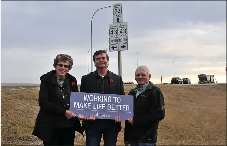  ?? Photo submitted to The McLeod River Post ?? Mayerthorp­e Mayor Kate Patrick, Whitecourt Ste. Anne MLA Oneil Carlier and Lac Ste. Anne County Councilor Ross Bohnet, Division 6.