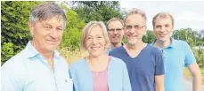  ?? FOTO: RUP ?? Gemeinsam für das „Öko.See.Dorf“(von links): Markus Hener, Odette Lassonczyk, Jochen Jäger, Roland Ehry und Tobias Steinle.