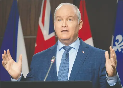  ?? ADRIAN WYLD / THE CANADIAN PRESS ?? Conservati­ve Leader Erin O’toole says Canada’s economic recovery from the pandemic is linked to the United States
and is calling on the federal Liberals to protect Canadian workers from policies of the new Biden administra­tion.