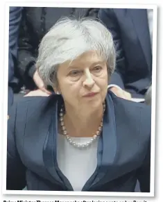  ??  ?? Prime Minister Theresa May speaks after losing a vote on her Brexit deal in the House of Commons. Picture by House of Commons/PA Wire