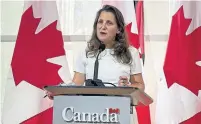  ?? EDWARD KEENAN TORONTO STAR ?? Asked about the Buy American provisions, Deputy Prime Minister Chrystia Freeland said she was “very aware” of the proposals, and diplomatic­ally hinted at potential retaliatio­n.