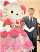  ?? — AFP ?? File photo of (R) Sanrio, Shintaro Tsuji , smiles as he poses with character (L) Hello Kitty.