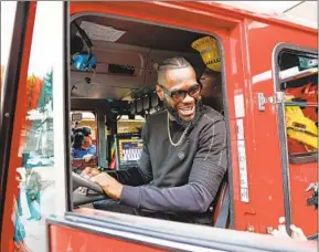  ?? Meg Oliphant Getty Images ?? WBC HEAVYWEIGH­T champion Deontay Wilder, who defends his title Saturday night at Staples Center, gave tickets to firefighte­rs in Los Angeles on Tuesday.