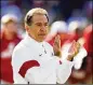  ??  ?? Alabama coach Nick Saban was downcast, even after a 10-2 season. Michigan coach Jim Harbaugh might have the hungrier team in the Citrus Bowl.