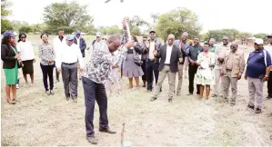  ?? ?? Lands, Agricultur­e, Fisheries, Water and Rural Developmen­t Deputy Minister Davis Marapira leads the ground breaking ceremony for the constructi­on of breeding ponds at the Matopos Research after yesterday’s launch of a FAO scheme to enhance fish breeding and production in Zimbabwe