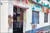  ?? ANI ?? BJP office vandalized by unidentifi­ed people in Bhatpara, North 24 Parganas district, on Monday.
