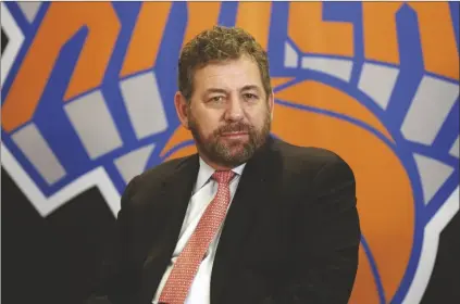  ?? AP PHOTO/KATHY WILLENS ?? New York Knicks owner James Dolan listens to a question during a news conference in 2014, in New York.