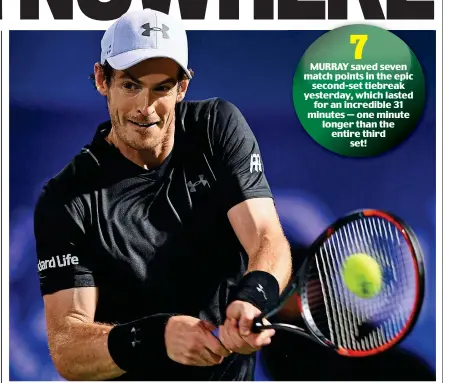  ?? GETTY IMAGES ?? Get a grip: Andy Murray fights back from the brink of defeat in the Dubai quarter-finals