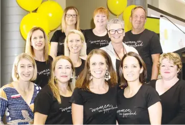  ??  ?? Women in Gippsland members who assisted to organise the Internatio­nal Women’s Day even at Lardner Park (back) Kelly Bonacci, Lisa Douglas, Nigel Beck, (centre) Abbey Gough, Erin Nash, Nicola Pero, (front) Leah Mether, April Pyle, Sallie Jones, Kelly...