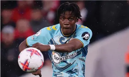  ?? Photograph: Paul Greenwood/CameraSpor­t/Getty Images ?? Roméo Lavia in action for Southampto­n against Nottingham Forest last month. The 19-year-old made his senior internatio­nal debut for Belgium in March.