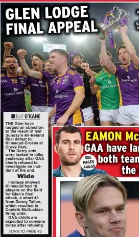  ?? ?? DRAMATIC: Kilmacud Crokes celebrate their final victory on Sunday, but there could be a replay