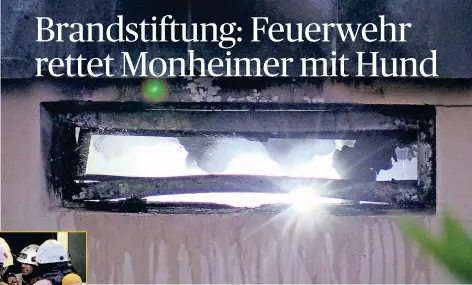  ?? FOTOS (2): PATRICK SCHÜLLER ?? Ein verkohltes Fenster an der Anne-Frank-Straße – hier hat es Montagaben­d im Keller gebrannt.