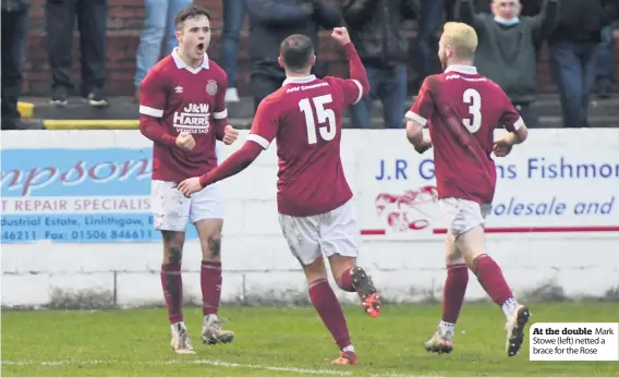  ?? ?? At the double Mark Stowe (left) netted a brace for the Rose