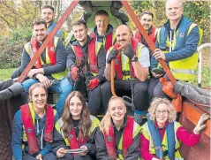  ?? PHOTOS SUPPLIED ?? Volunteers on board Python Chesterfie­ld Canal.
during their day on the