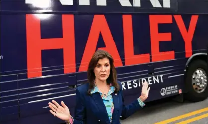  ?? Photograph: Anadolu/Getty Images ?? Republican presidenti­al hopeful Nikki Haley holds a rally a week before the primary elections at Irmo Town Park in Irmo, South Carolina, on Saturday.