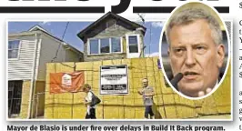  ??  ?? Mayor de Blasio is under fire over delays in Build It Back program.