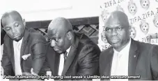  ??  ?? Felton Kamambo (right) during last week’s Umbro deal announceme­nt