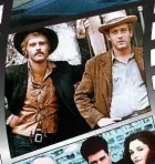  ?? ?? SCREEN HITS: from top, Cool Hand Luke (1967), The Hustler (1961), Butch Cassidy And The Sundance Kid (1969) with co-star Robert Redford; The Color Of Money (1986) alongside Tom Cruise and Mary Elizabeth Mastranton­io