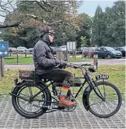  ?? ?? Andy Dean, sporting some magnificen­t socks, with his New Imperial at Leonardsle­e Gardens. [Photo by Simon Webb]