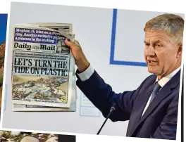  ??  ?? Peril: Rubbish on the Isle of Wight’s Compton Bay. Inset, UN chief Erik Solheim hails the Mail’s campaign yesterday