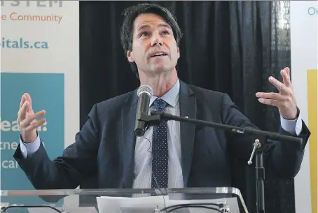  ?? DAN JANISSE ?? Health Minister Eric Hoskins speaks at a news conference during a recent visit to Windsor. He sat down afterwards with the Star to talk about Ontario Plus, which provides drug coverage for those under age 25.