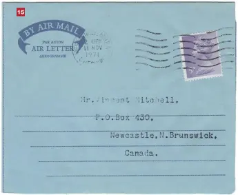  ?? ?? Fig. 15: Although postal stationery aerogramme­s were available, private ones paid with stamps were perfectly valid. This is printed on the inside with a pools coupon for Vernon’s overseas customers