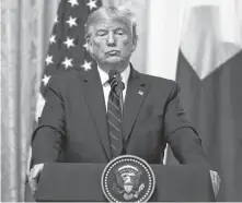  ?? REUTERS ?? U.S. President Donald Trump listens to a question during a joint news conference with Finland’s President Sauli Niinisto in East Room of the White House in Washington earlier this week.