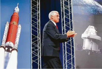  ?? Michael Ciaglo / Staff photograph­er ?? Vice President Mike Pence discussed the future of human space exploratio­n during his visit Thursday.