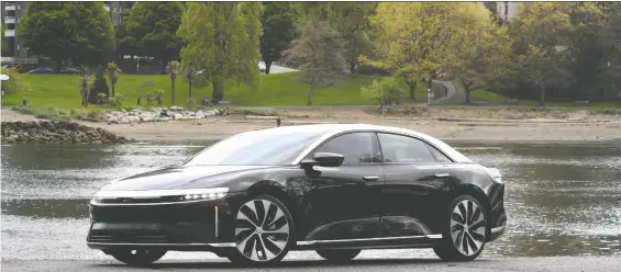  ?? PHOTOS: ANDREW MCCREDIE ?? The Lucid Air Grand Touring is an elegant and luxurious sport sedan with the longest range of any production EV available in Canada.