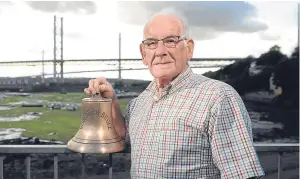  ??  ?? Mr Reid kept the bell from the Robert the Bruce as a memento.